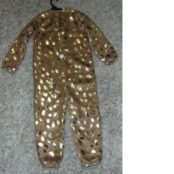 Reindeer Christmas Halloween Costume 12/14 Jumpsuit, Tail & Antler Ears 3 Pc - Picture 5 of 7